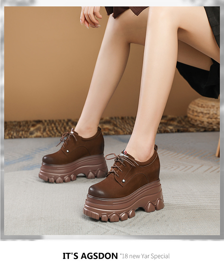 Giày nữ đế xuồng cao miệng sâu độn bên trong 12cm — Màu nâu chi tiết 4