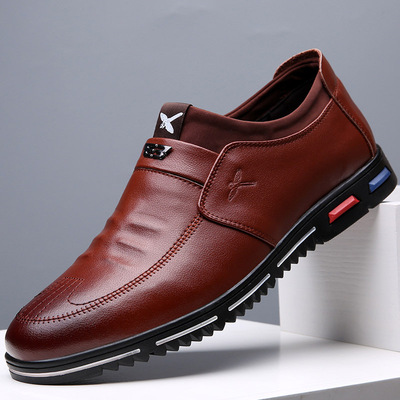 2021春秋新款男鞋真皮商务休闲鞋男韩版透气软底皮鞋软面懒人鞋子