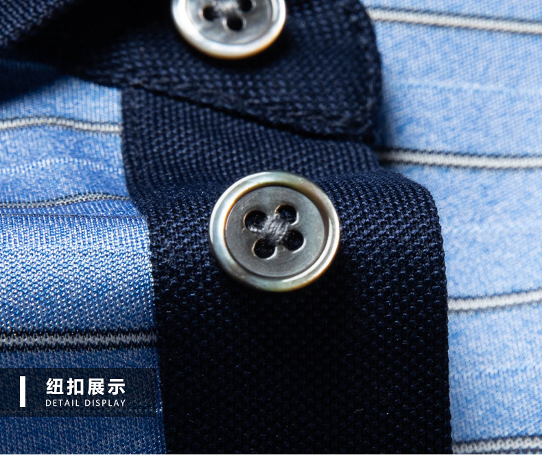 Áo polo nam tay ngắn tơ tằm 100% cổ bẻ trơn màu công sở — Bầu trời xanh JS1601077-9 chi tiết 16