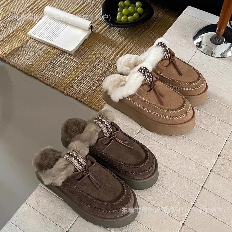 Winter snow boots from Tangpo Village, Henan, same style as Tasman Yibo, leather and fur integrated, low-top, candy-colored cotton shoes for couples Winter snow boots from Tangpo Village, Henan, same style as Tasman Yibo, leather and fur integrated, low-top, candy-colored cotton shoes for couples