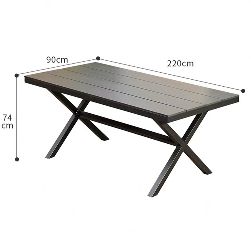 Mesa y sillas al aire libre de madera plástica patio al aire libre Jardín mesa de comedor al aire libre balcón muebles de ocio anti-corrosión café de madera