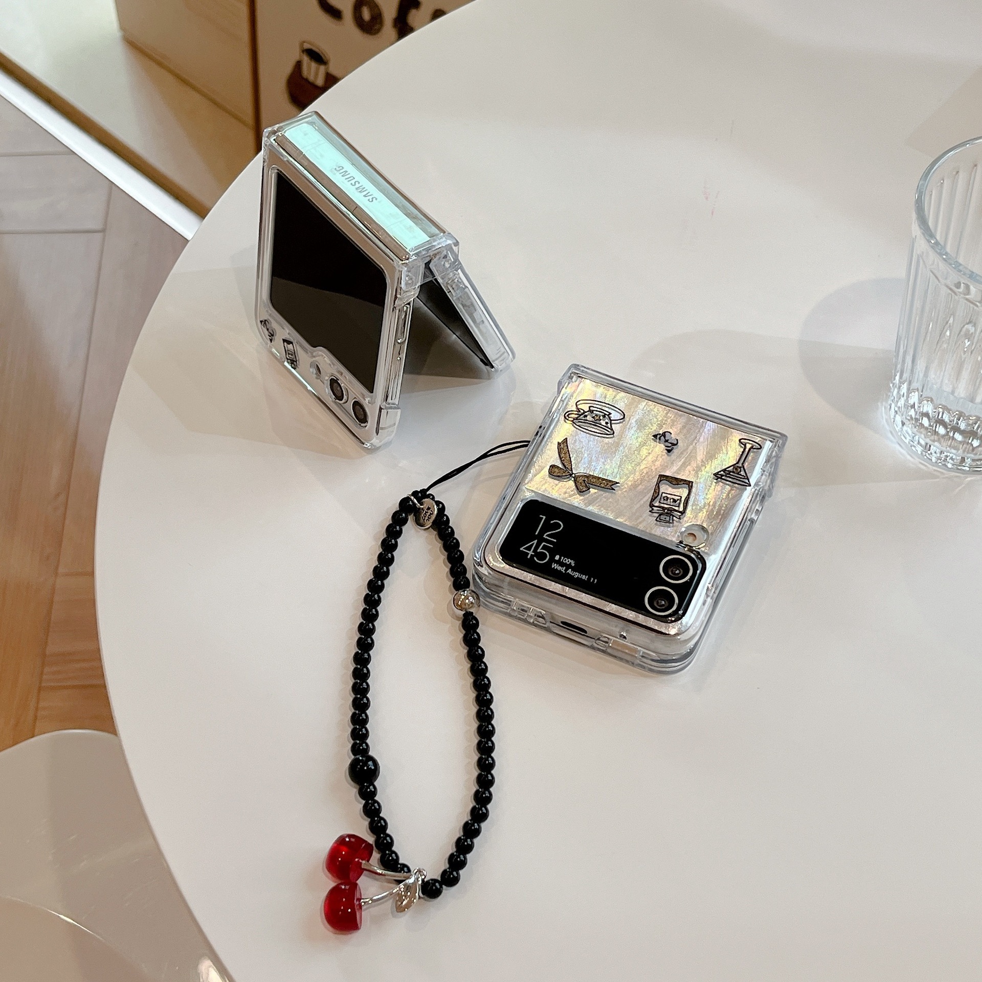 Cherry Butterfly for Samsung Galaxy Z Flip5 Phone Case Electroplated Zflip4/3 Folding Screen Saver Sheath_voghion.com