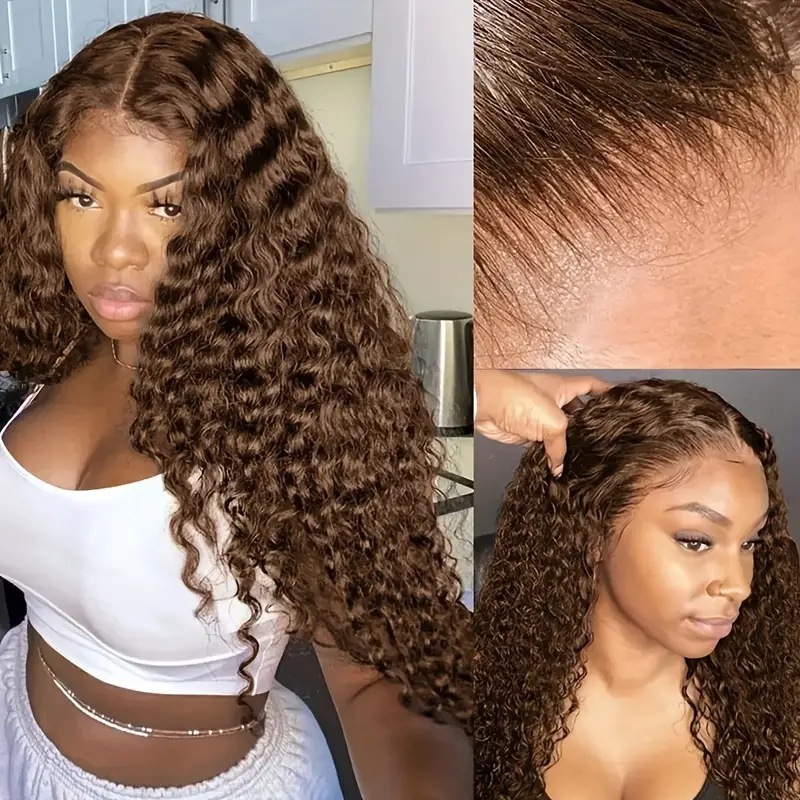 Pelucas transfronterizas de fibra sintética de cabello de Hunan, estilo europeo y americano, con encaje frontal, cabello rizado, pelucas rizadas pequeñas africanas, micro rizadas image 11