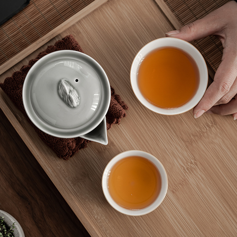 Hielo gris esmalte iceberg expreso taza japonesa simple una olla dos tazas portátil de viaje juego de té cerámica Kung Fu juego de té