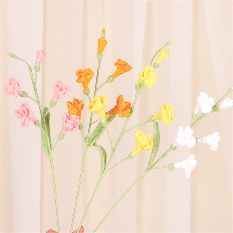 New hand-knitted large bouquet of wool micro-hook artificial flower desktop decoration artificial flower finished product hand-knitted flower pic 3