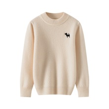 秋冬新款100纯羊毛衫儿童半高刺绣加厚女童毛衣男童针织羊绒大童