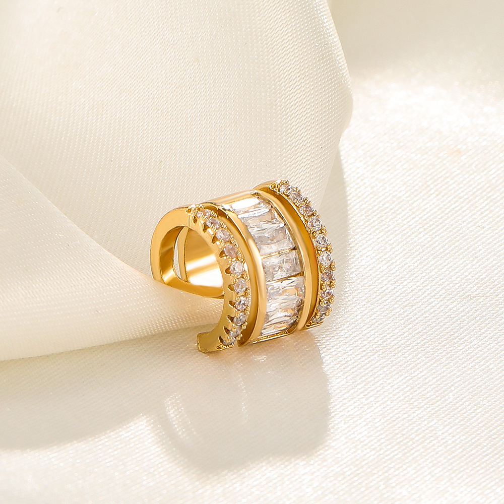 Fashion Geometric Copper Ear clips Plating Inlay Zircon Copper Earrings 1 Piece