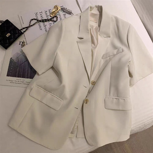 European Suit Short-Sleeved Jacket for Women 2025 Early Autumn New Korean Style Loose High-End Elegant Small Suit Top