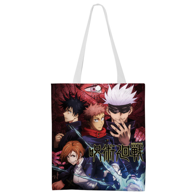 Jujutsu Kaisen Anime Cartoon Merchandise Canvas Bag Shopping Bag Shoulder Bag Cross-Border Shipping Student Tote Bag Jujutsu Kaisen Anime Cartoon Merchandise Canvas Bag Shopping Bag Shoulder Bag Cross-Border Shipping Student Tote Bag