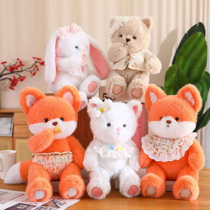 新款森林动物兔子狐狸小熊公仔陪伴安抚娃娃熊猫小羊毛绒玩偶布偶