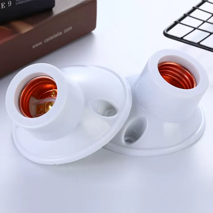 45度电玉E27螺旋口灯头灯座悬吊式铜芯内胆灯泡底座工地户外家用