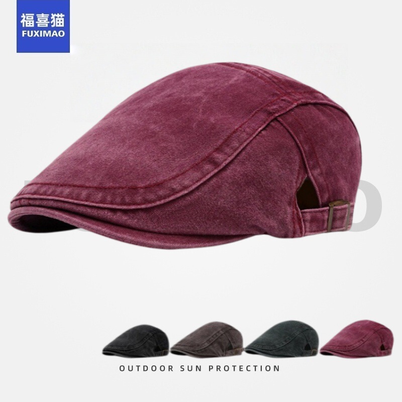 Korean-style versatile washed retro beret, trendy fashion beret for women, versatile casual simple beret for men Korean-style versatile washed retro beret, trendy fashion beret for women, versatile casual simple beret for men
