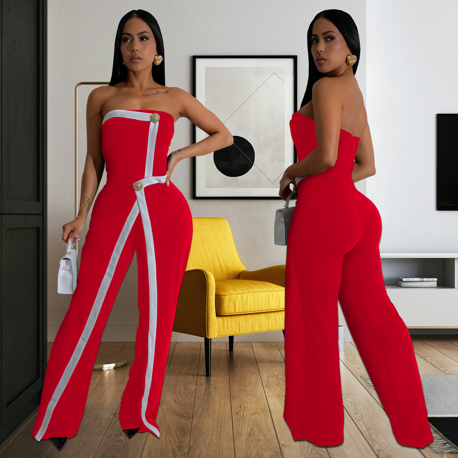 C7205 Aliexpress transfronterizo Amazon Europa y América de moda de mujer sexy bolsas de pecho brazo de botón de espalda pantalonés