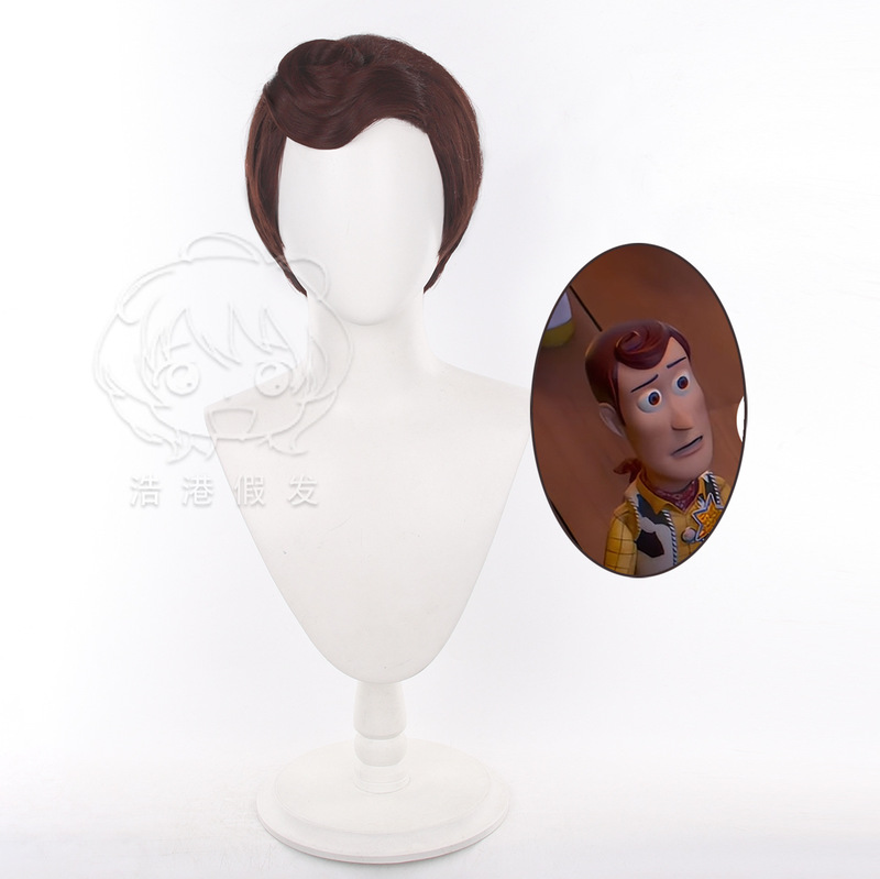 【Hao Gang】Toy Story 5 Woody Cosplay Wig, Fluffy Top, Buzz Lightyear, Movie, Animation