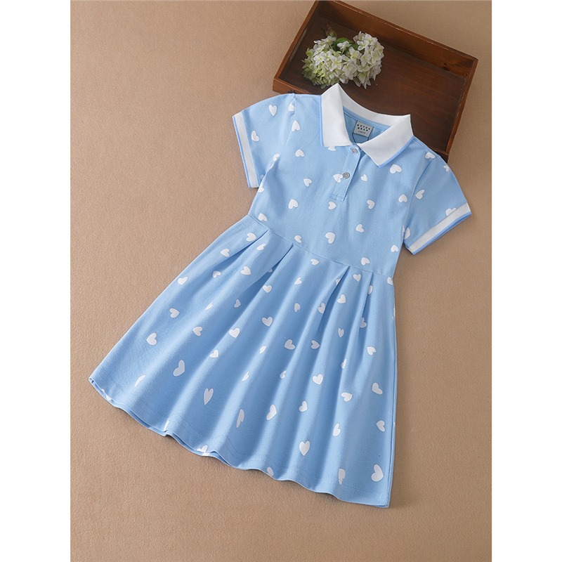 Girl's Short-sleeved Skirt 2025 Summer New Children's Polo dress Cotton Girl's Styline Baby Princess Dress