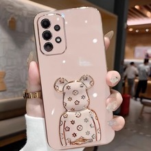 适用三星S24手机壳电镀全包GalaxyS22Ultra暴力熊支架软壳保护套