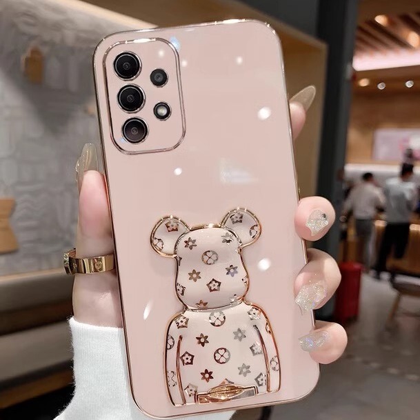 For Samsung S24 mobile phone case electroplated all-inclusive GalaxyS22Ultra violent bear bracket soft case protective case