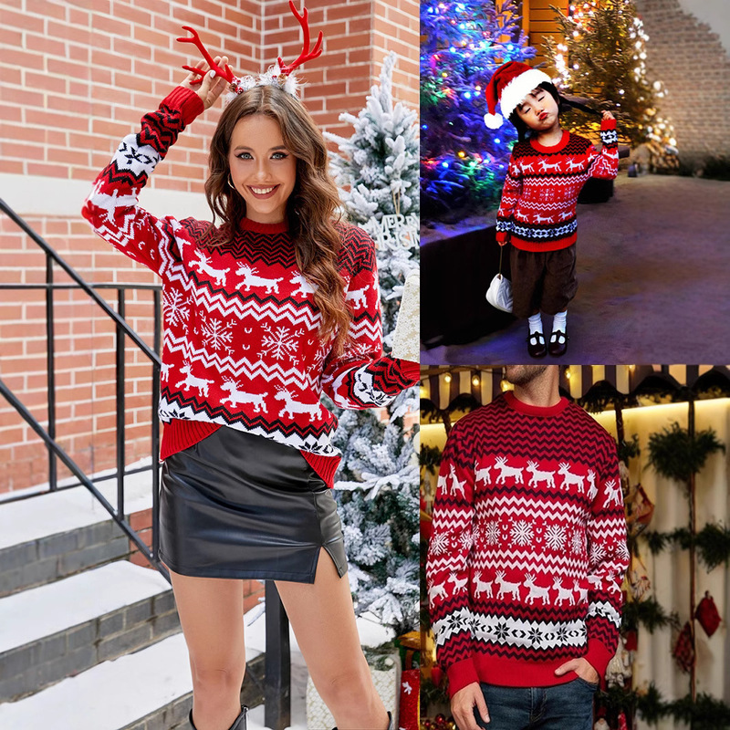Amazon Explosions Little Snowflake Christmas Sweater 2024 Autumn and Winter Casual Couple Christmas Crewneck Knitwear Amazon Explosions Little Snowflake Christmas Sweater 2024 Autumn and Winter Casual Couple Christmas Crewneck Knitwear