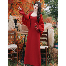 早秋穿搭红色针织毛衣套装连衣裙子女秋季2025新款初秋穿搭一整套