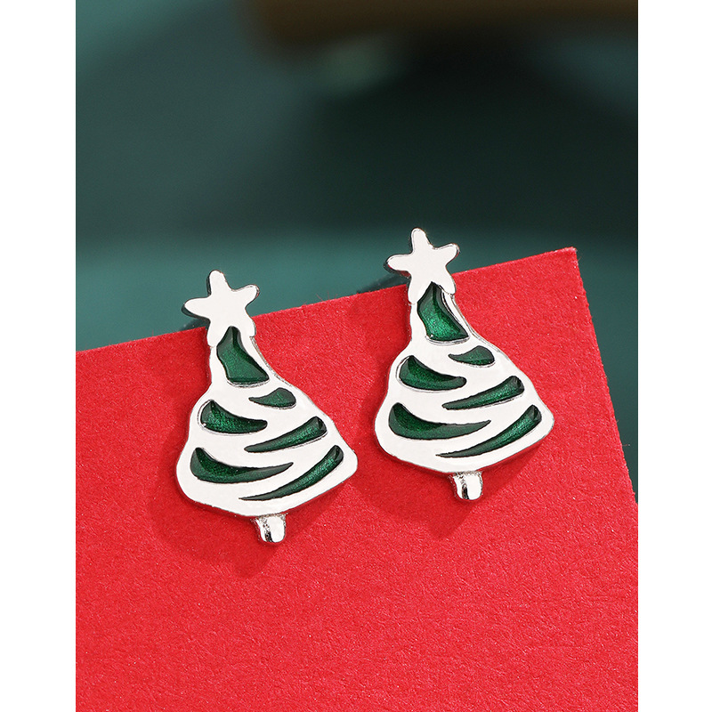 Pendientes de árbol de Navidad 925 plata esterlina diseño de nicho de alto grado 2023 nuevos pendientes de otoño e invierno pendientes de Año Nuevo para mujeres