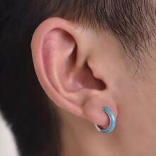 蓝色纹耳环轻奢小众潮流欧美设计男女款耳圈2025新款小众设计高级