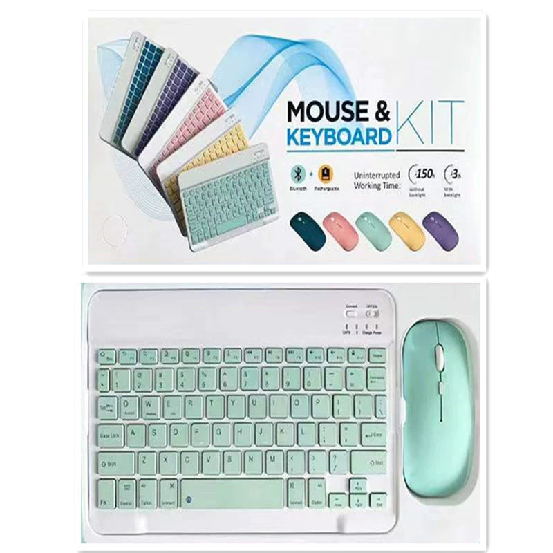 Bluetooth keyboard & mouse kit, tablet case 10/7 inch, rechargeable or battery mouse, multi-color