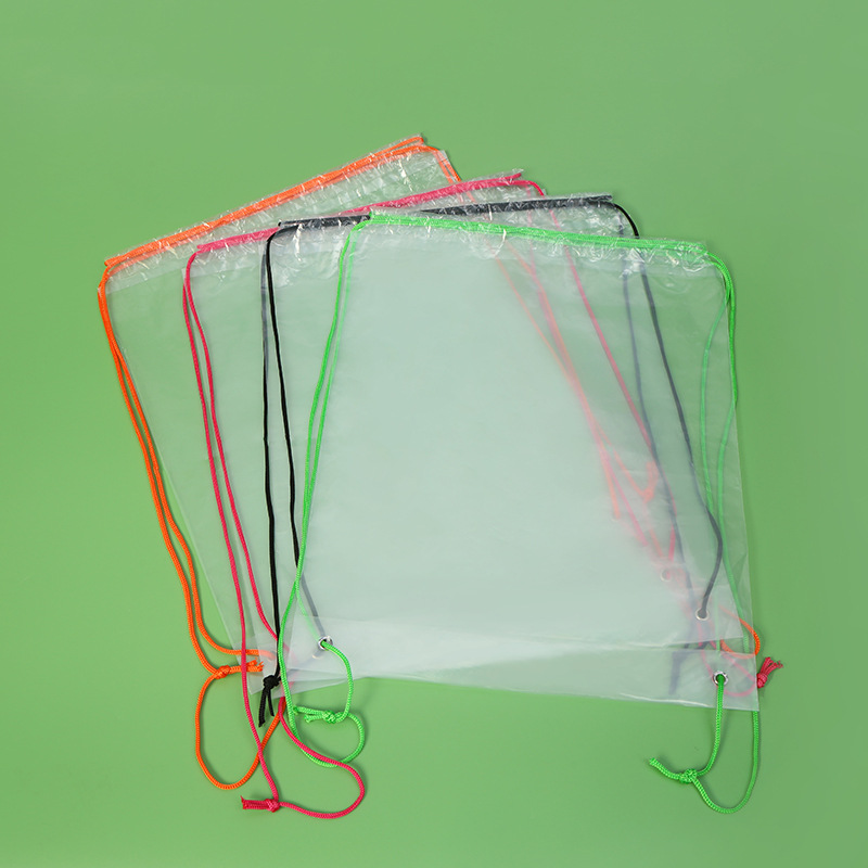 现货透明束口背包袋 PE透明空白抽绳束口袋 抓娃娃抽绳束口背包袋