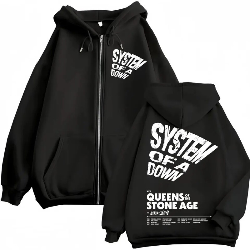 System of a down Tour 2026 Zipper Hoodie Men's and Women's Clothing Rock Fashion Zipper Sportswear