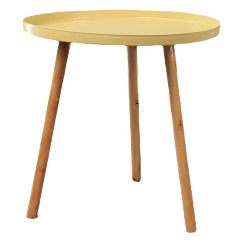 Nordic Light de lujo pequeña mesa redonda moderna simple sofá mesita de noche pequeña mesa de café esquina pierna de madera Placa de hierro Mini pequeña mesa lateral