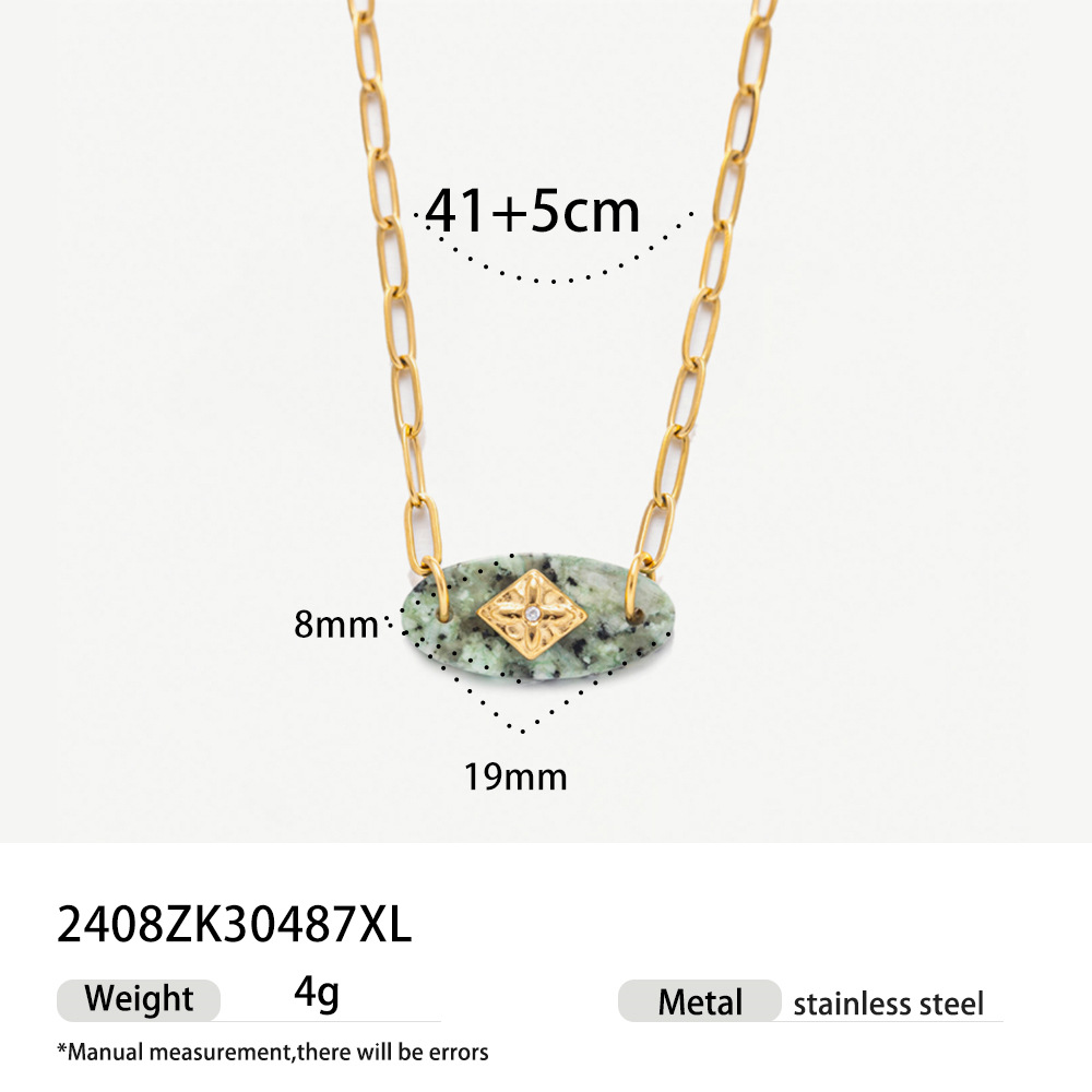Collar de acero inoxidable de lujo ligero de nicho de piedra natural africano conjunto de joyas de mosaico de pino