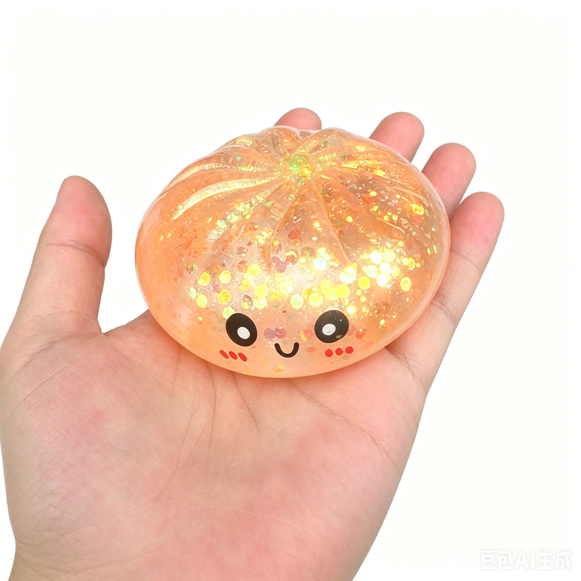 Cartoon sonriente gran bolón de bolón desempaquetado polvo de oro de malta bolón de vapor juguetes pellizco juguetes divertidos juguetes para niños