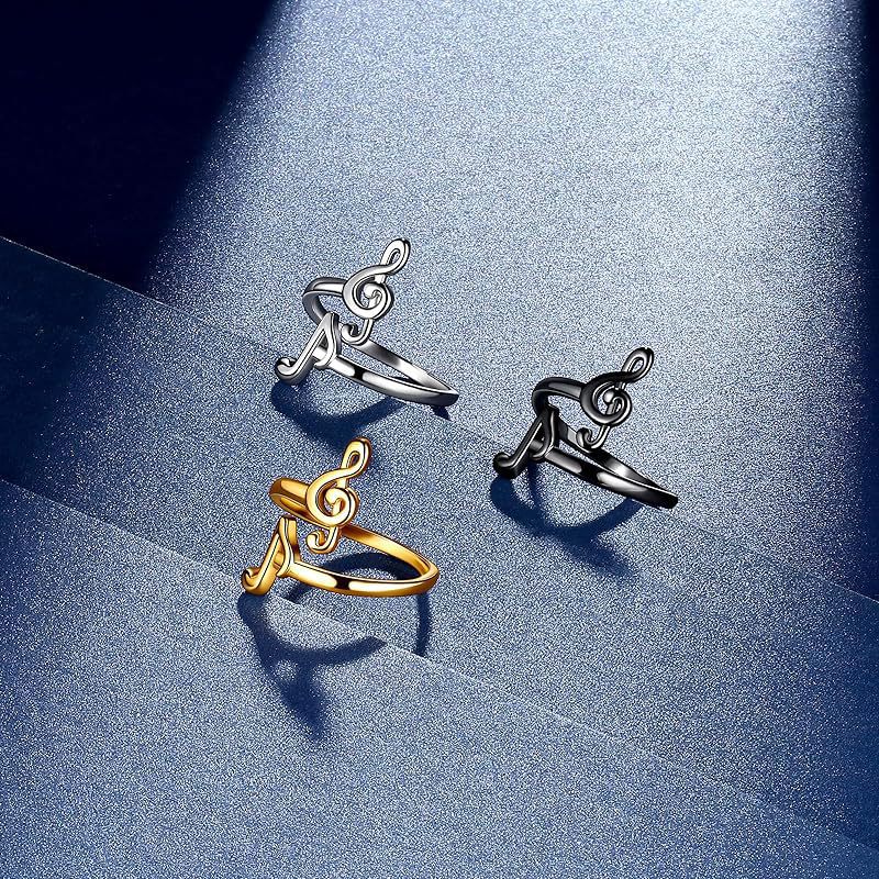 Cross-Border Personalized Fashion Versatile Music Note Music Note Gift for Music Lovers Open Adjustable Ring Ring for Men