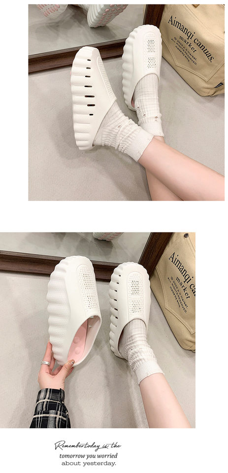 Dép sục bít mũi đế dày tăng chiều cao kiểu mule hở gót thoáng khí — 286 Xám Cam, 286 bột hoa anh đào trắng, 286 màu nâu, 286 màu xanh lá cây chi tiết 14