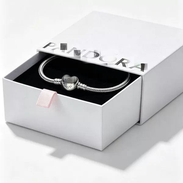 Panjia Dora Original Heart Chain Clasp Plated 925 Silver Plain Chain DIY Beaded Engraved Couple Snake Bone Bracelet for Women