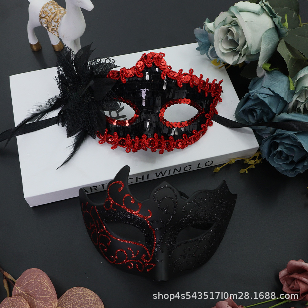 Tronos transfronterizos Amazon venta caliente máscara de fiesta de disfraces traje de moda pintura de media cara máscara de fiesta de carnaval