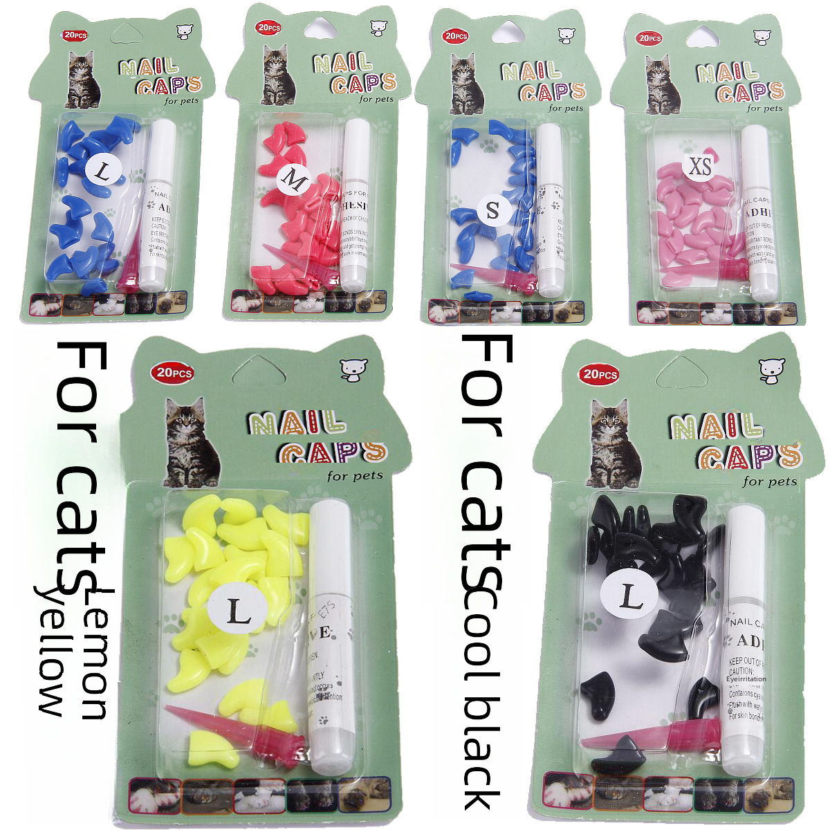 Cat claw covers TPR soft rubber pet nail polish set furniture protection colorful cat factory direct sale drop shipping one piece