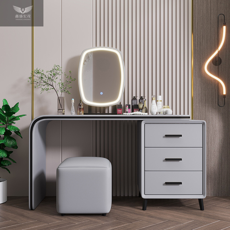 Dormitorio moderno simple italiano de lujo ligero de madera maciza mesa de tocador cabecera de cama un gabinete de almacenamiento para mujeres pequeñas mesas de maquillaje