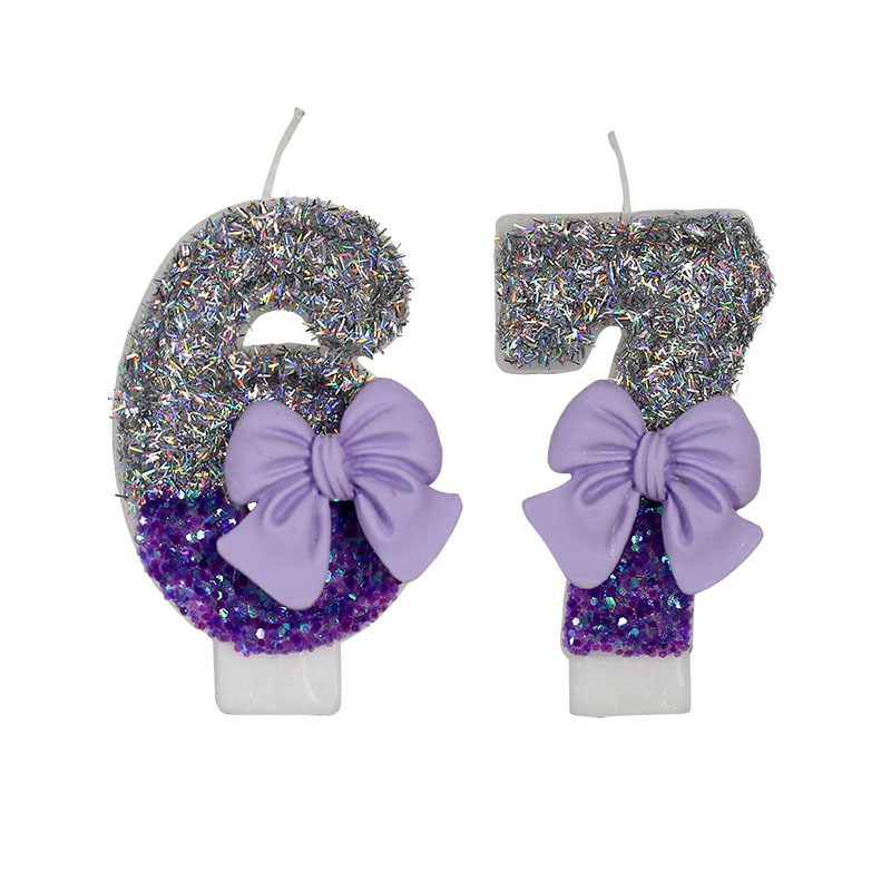 Nueva vela digital creativa vela de pastel de cumpleaños de arco púrpura para la vela de suministro de comercio exterior de comercio electrónico transfronterizo