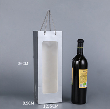 Nuevo solo vino tinto bolsa de regalo portátil ventana abierta de papel Kraft bolsa de papel bolso transparente bolsa de regalo rectangular