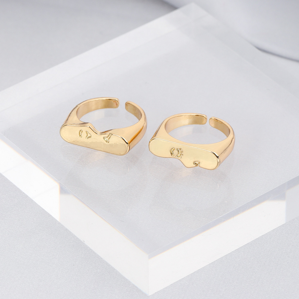 Simple Style Round Alloy Irregular Plating Couple Rings display picture 2