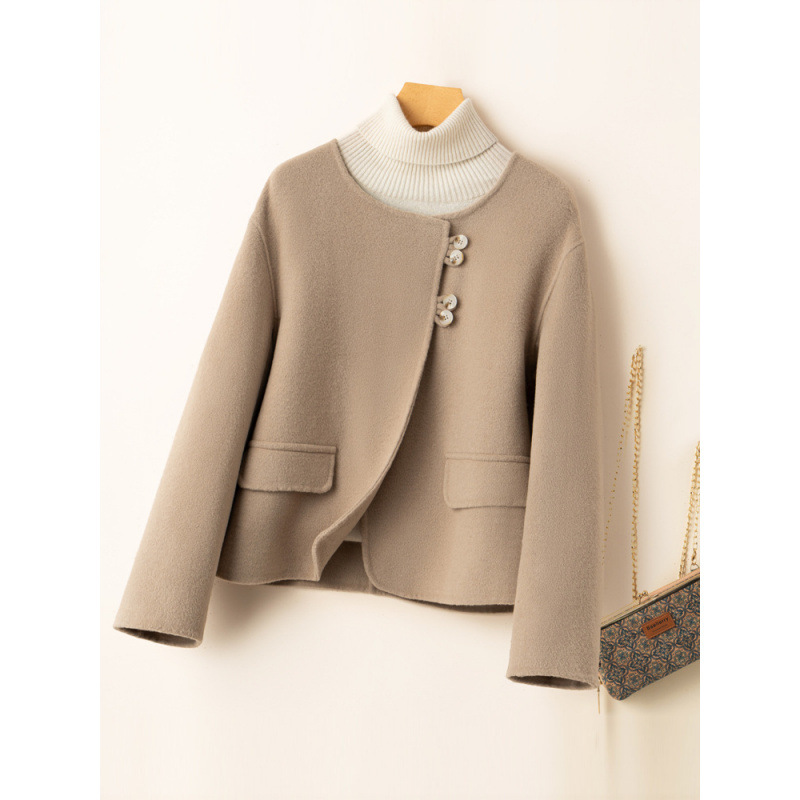 High-grade Double-sided Cashmere Coat Women's Winter 2024 New Loose Chic Woolen Coat Trendy for Small Women