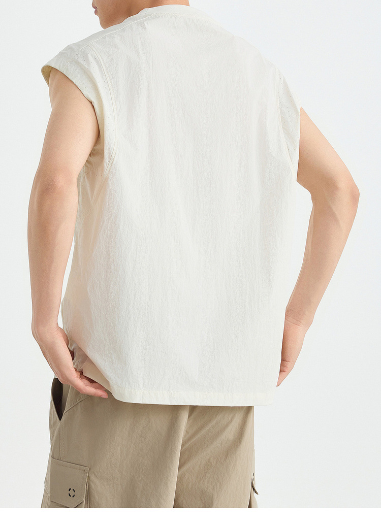 Áo ba lỗ nam thể thao phong cách thành thị, chất liệu lưới phối vải — đen chi tiết 19