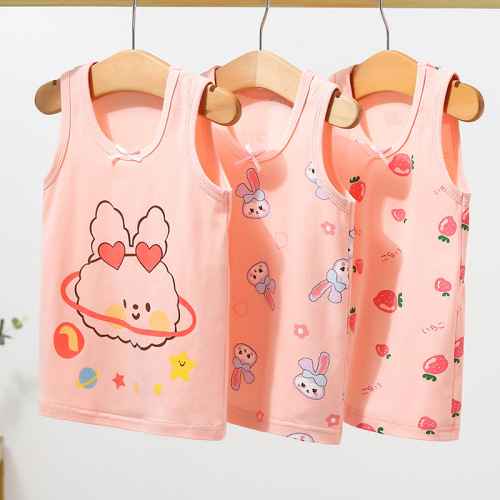 Baby Girl's Small Strap Tank Top, Children's V-Neck Undershirt, Pure Cotton Summer Thin Base Layer Baby Top, Toddler Clothing Wholesale