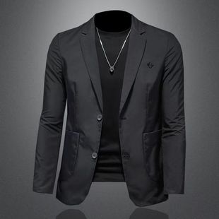 European Goods 2025 Spring New Casual Suit Men's Business Versatile Simple Pure Color Single-Breasted Suit Top