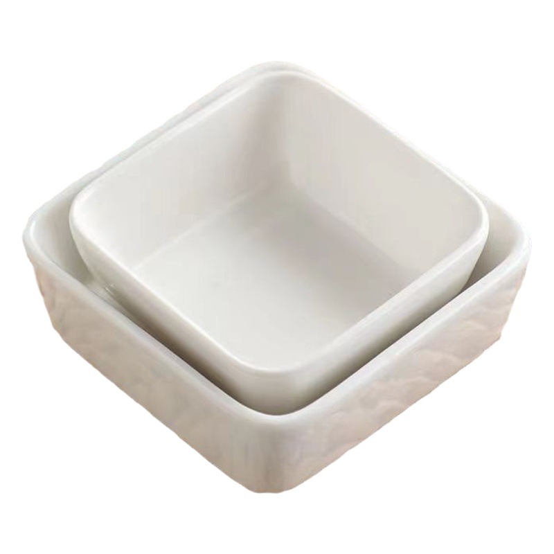 Plato Cuadrado Cerámico para Condimentos Apto para Microondas para Hoteles y Restaurantes