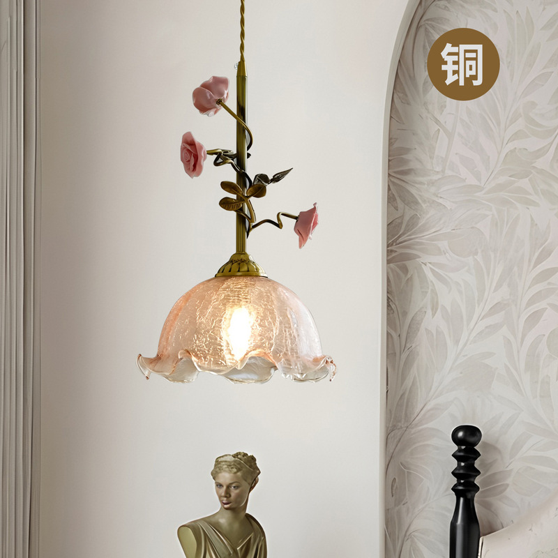 All-Copper French Bedside Chandelier Atmosphere Rose Flower Small Chandelier Creative Personality Retro Art Modern Restaurant Lamp All-Copper French Bedside Chandelier Atmosphere Rose Flower Small Chandelier Creative Personality Retro Art Modern Restaurant Lamp
