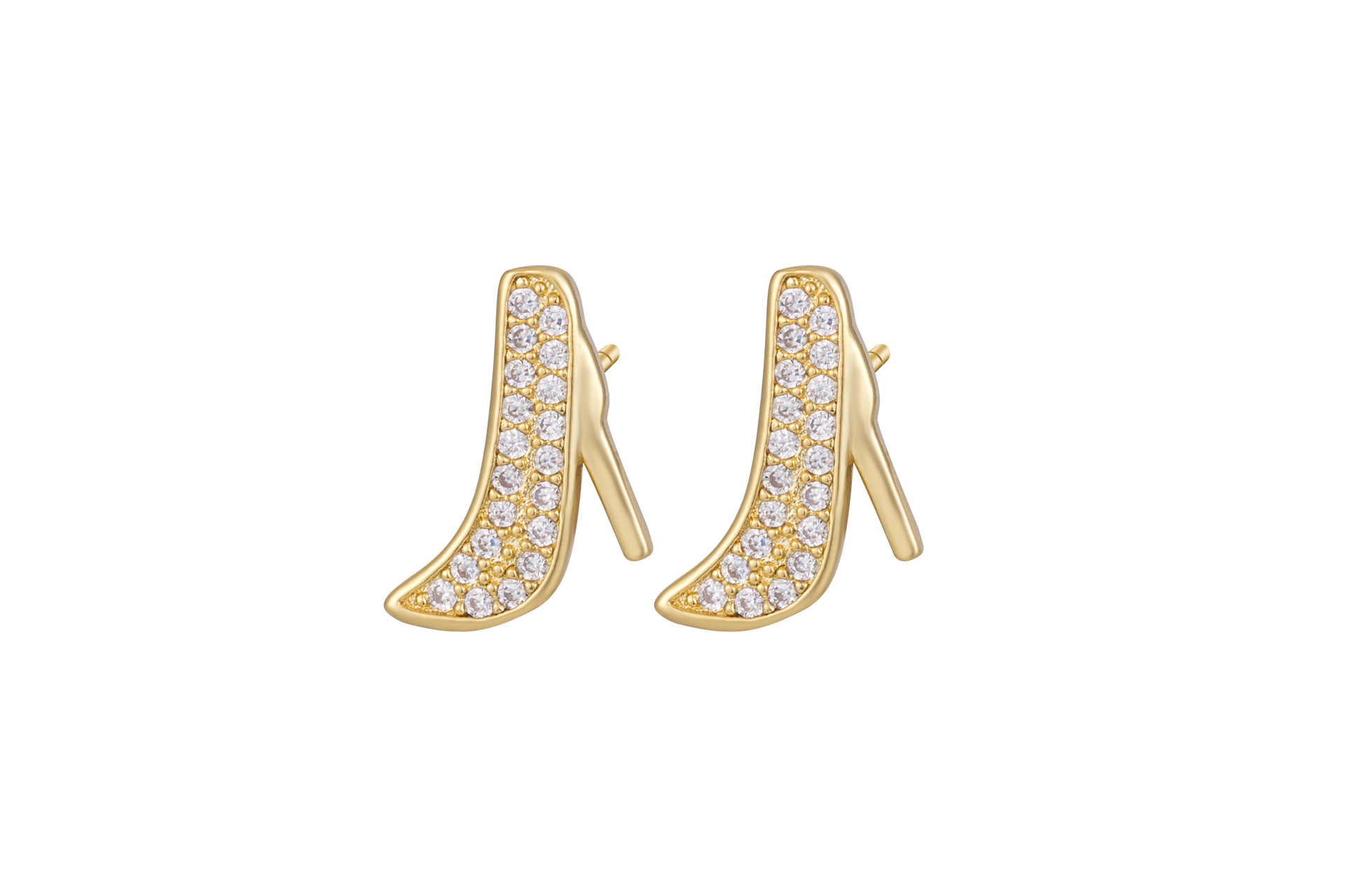 1 Paire Style Simple Talon Haut Placage Incruster Le Cuivre Zircon Boucles D'oreilles display picture 4