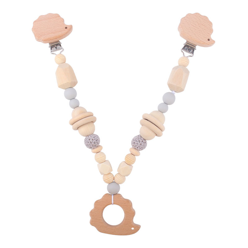 Suministros para bebés Hemu pulsera molar juguete para niños erizo cochecito Cadena de tres piezas creativa pezón cadena colgante