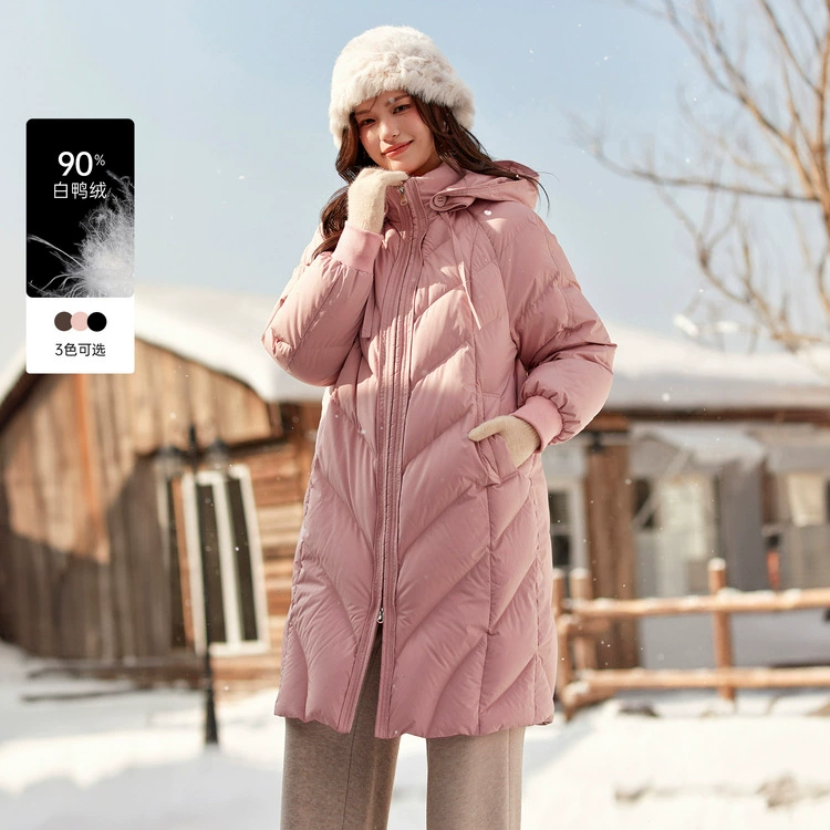 Сплошное шоу большой размер женской одежды простой повседневный ветрозащитный теплый высокий воротник с капюшоном пуховик жирный mm2024 зимний новый стиль