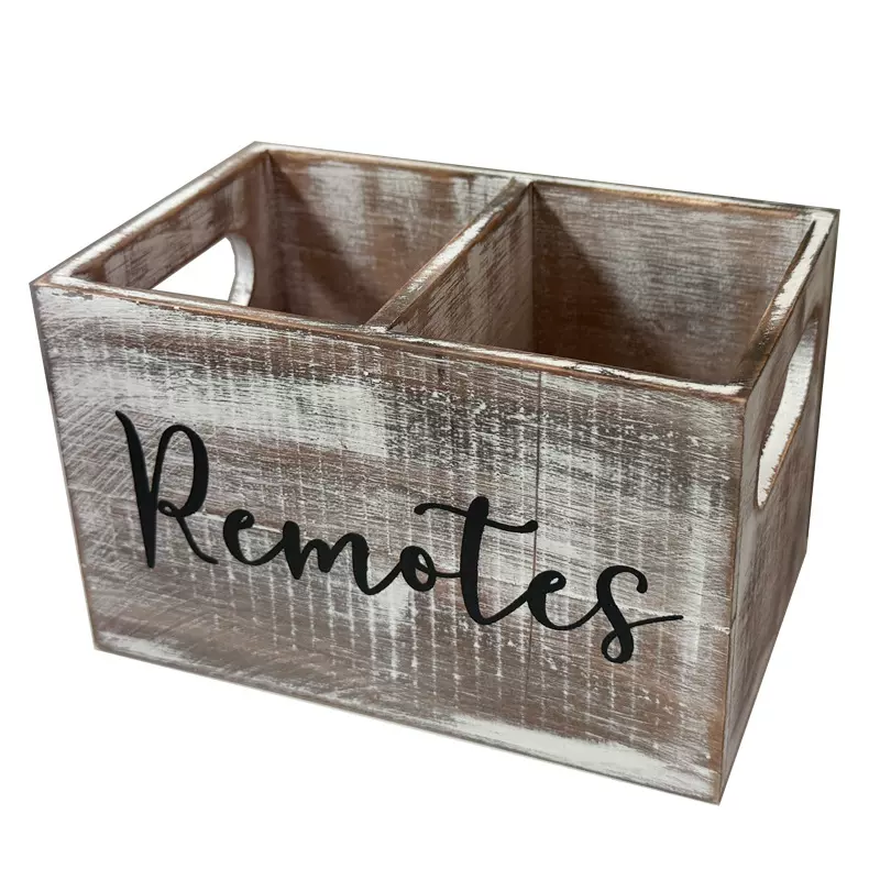 遥控收纳木盒木质分格收纳盒客厅桌面整理筐咖啡茶包储物装饰盒子